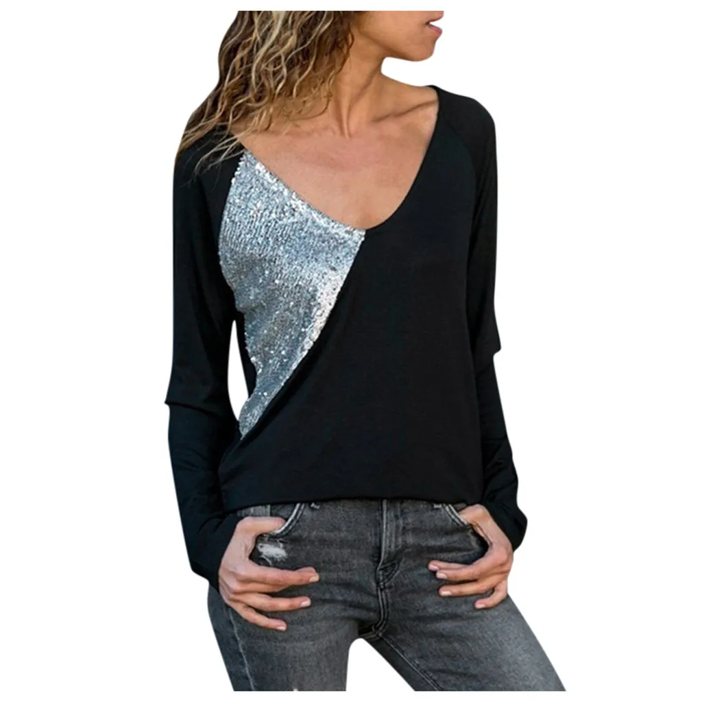 women blouses long sleeve Women V-Neck Long Style Slim Fit Shirts Pantchwork Shining Tops Blouse2019#3
women blouses long sleeve Women V-Neck Long Style Slim Fit Shirts Pantchwork Shining Tops Blouse2019#3
