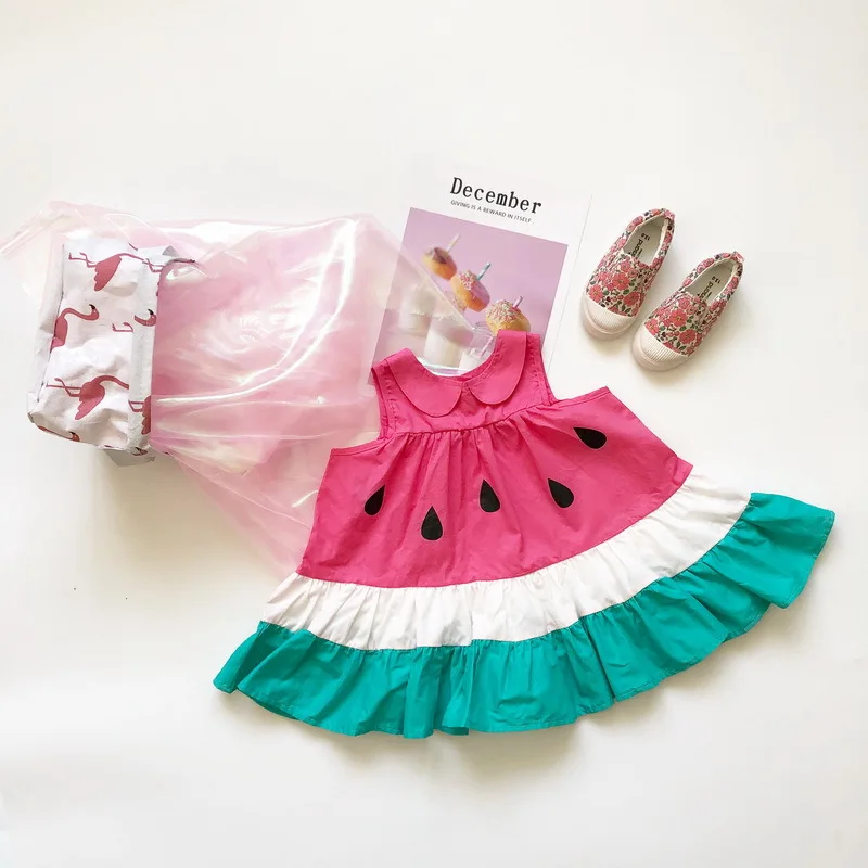 Новое летнее платье Tonytaobaby для девочек с принтом арбуза и фруктов очаровательное