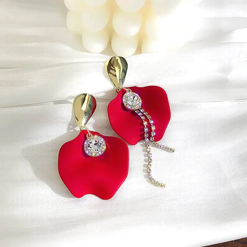 Fashion AB Earrings Red Flower Petal Long Drop Pendientes Statement New Jewelry Wholesale
Fashion AB Earrings Red Flower Petal Long Drop Pendientes Statement New Jewelry Wholesale
