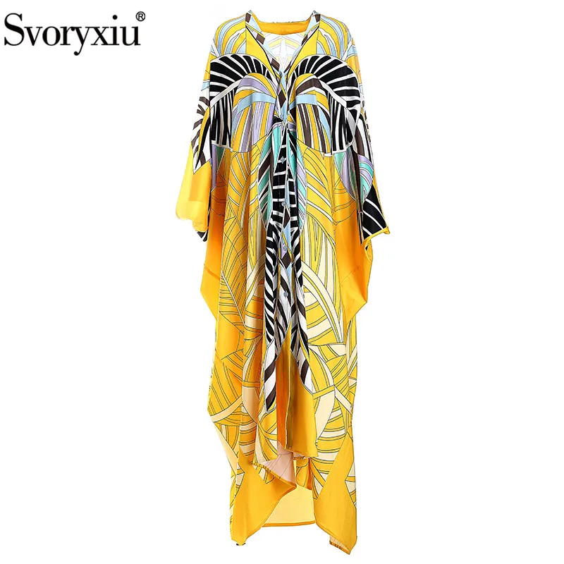 Svoryxiu Runway Custom Autumn Loose Plus Size Maxi Dress Women's Fashion Batwing Sleeve V-Neck Print Yellow Robe Long Dresses
Svoryxiu Runway Custom Autumn Loose Plus Size Maxi Dress Women's Fashion Batwing Sleeve V-Neck Print Yellow Robe Long Dresses