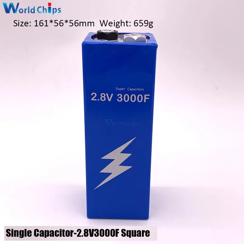 2.8V 3000F Super Farad Capacitor Low ESR High Frequency Super Capacitor 2.8V3000F for Car Vehicle Auto Power Supply 161*56*56mm
2.8V 3000F Super Farad Capacitor Low ESR High Frequency Super Capacitor 2.8V3000F for Car Vehicle Auto Power Supply 161*56*56mm