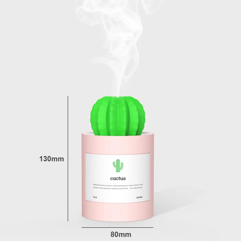 280ml Home Car USB Air Humidifier Cactus Aromatherapy Diffuser Mist Maker Fogger Mini Aroma Diffuser With Night Light for Home
280ml Home Car USB Air Humidifier Cactus Aromatherapy Diffuser Mist Maker Fogger Mini Aroma Diffuser With Night Light for Home