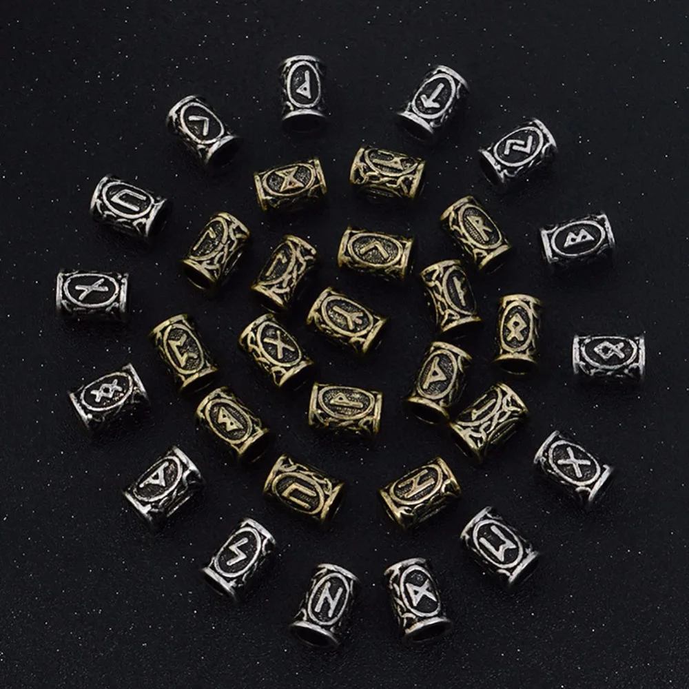 24pcs/set DIY Making Original Viking Runes Charms Beads for Bracelets Pendant Necklace Beard or Hair Vikings Rune Kits | Украшения и