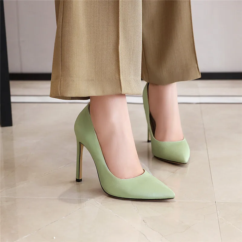 

YMECHIC Fashion Daily Concise Sexy Heels Pointed Toe Green Black High Heel Office Party Shoes Stiletto Shallow Women Pumps 2022