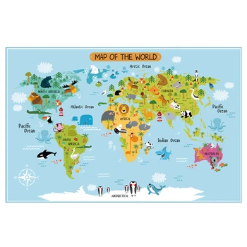 

Carton World Map Poster Size Wall Decoration Large Map of The World 140x92 Waterproof canvas map Children's Bedroom Decoration