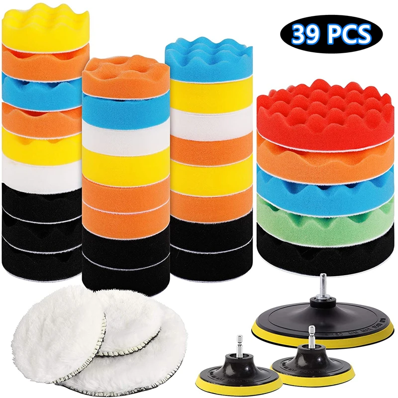 Car Polishing Sponge Pads Kit Foam Pad Buffer Machine Wax for Auto Motorcycle motor vehicle Removes Scratches |