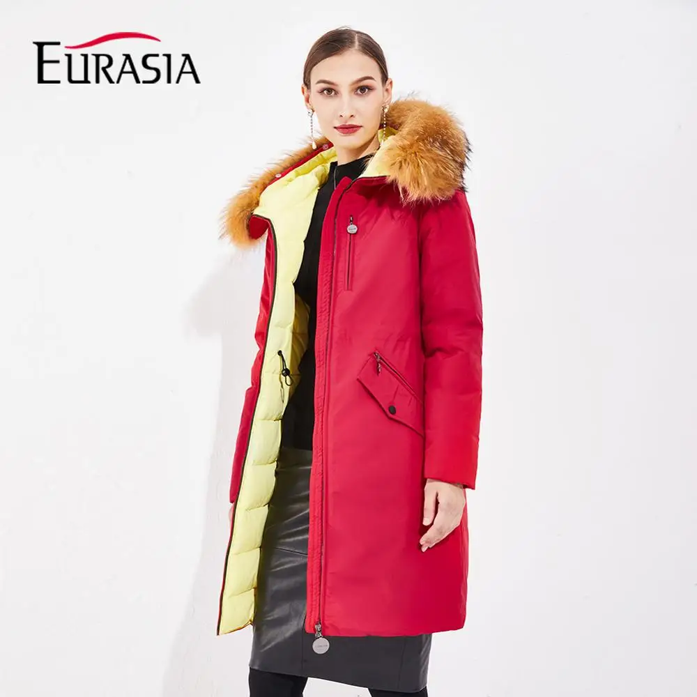 EURASIA новинка 2019 Высококачественная женская зимняя куртка длинная одежда пальто с
