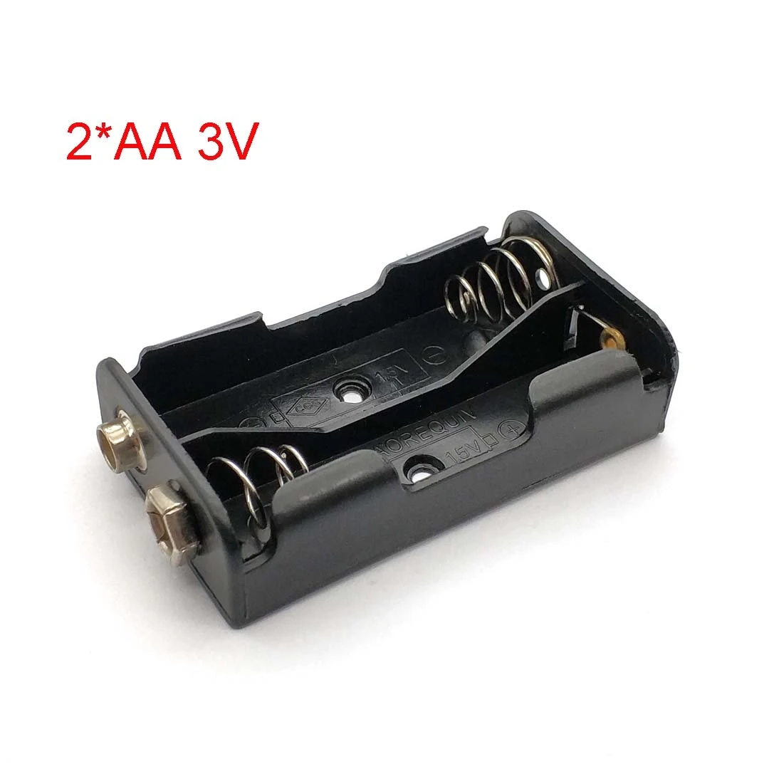 

2*AA Side By Side 3V Battery Holder AA Storage Box Case With 9V Positive& Negative Buckle Terminal Battery Box
