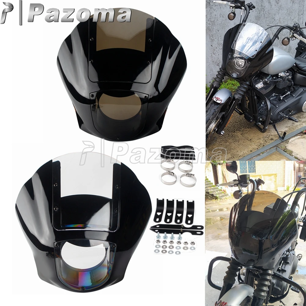 

5.75"Headlight Windscreen Cover Quarter Windshield Fairing For Harley Dyna 95-17 Sportster 88-21 Softail FXBB FXLR FXST 18-2021