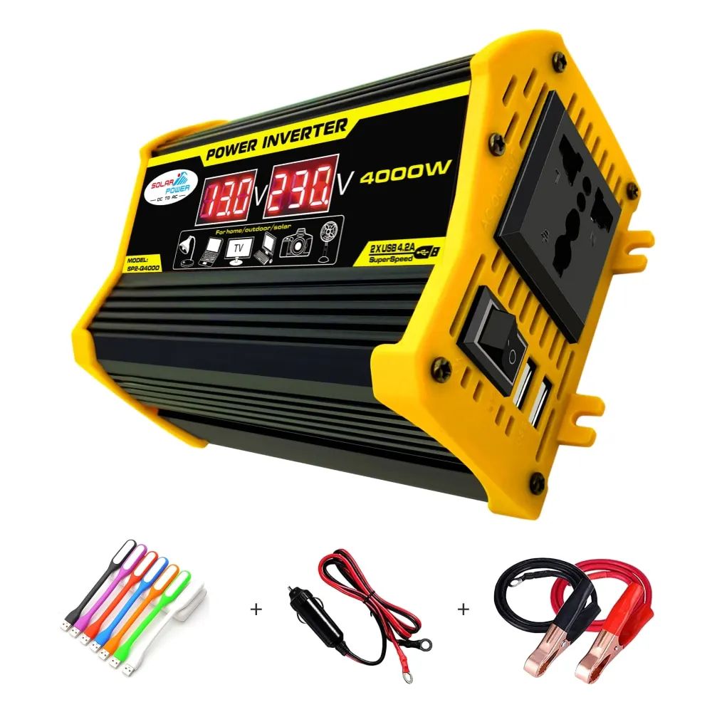 EFOISON 4000W Car Power Inverter 12V to 230V Converter for Home Power Phone Charger Laptop Charging Emergency Power
EFOISON 4000W Car Power Inverter 12V to 230V Converter for Home Power Phone Charger Laptop Charging Emergency Power