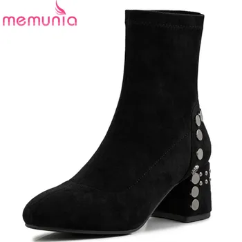 MEMUNIA 2020 new arrive ankle boots women flock rivet round toe Stretch boots autumn square high heel party wedding shoes woman
MEMUNIA 2020 new arrive ankle boots women flock rivet round toe Stretch boots autumn square high heel party wedding shoes woman