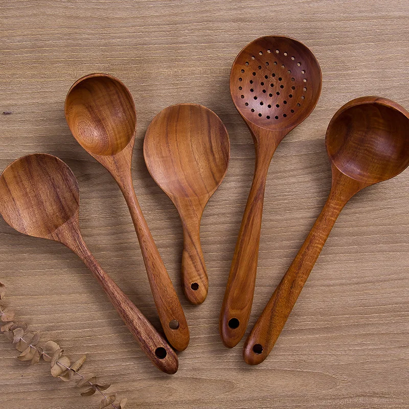 Natural Teak Tableware Spoon Colander Long Handle Spoon Wooden Non-stick Special Spatula Kitchen Tool Set Accessories
Natural Teak Tableware Spoon Colander Long Handle Spoon Wooden Non-stick Special Spatula Kitchen Tool Set Accessories