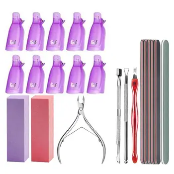 1 Set Nail Art Soak Off Cap Clips Nail Polish Remover Clip Sanding Block Cuticle Pusher File UV Gel Polish Remover Wrap Tool
1 Set Nail Art Soak Off Cap Clips Nail Polish Remover Clip Sanding Block Cuticle Pusher File UV Gel Polish Remover Wrap Tool