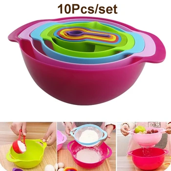 10Pcs/Set Kitchen Baking Mixing Bowls Nesting&Stackable Set Including Measuring Cup Colander Sifter Large Bowls Knead Dough Tool
10Pcs/Set Kitchen Baking Mixing Bowls Nesting&Stackable Set Including Measuring Cup Colander Sifter Large Bowls Knead Dough Tool