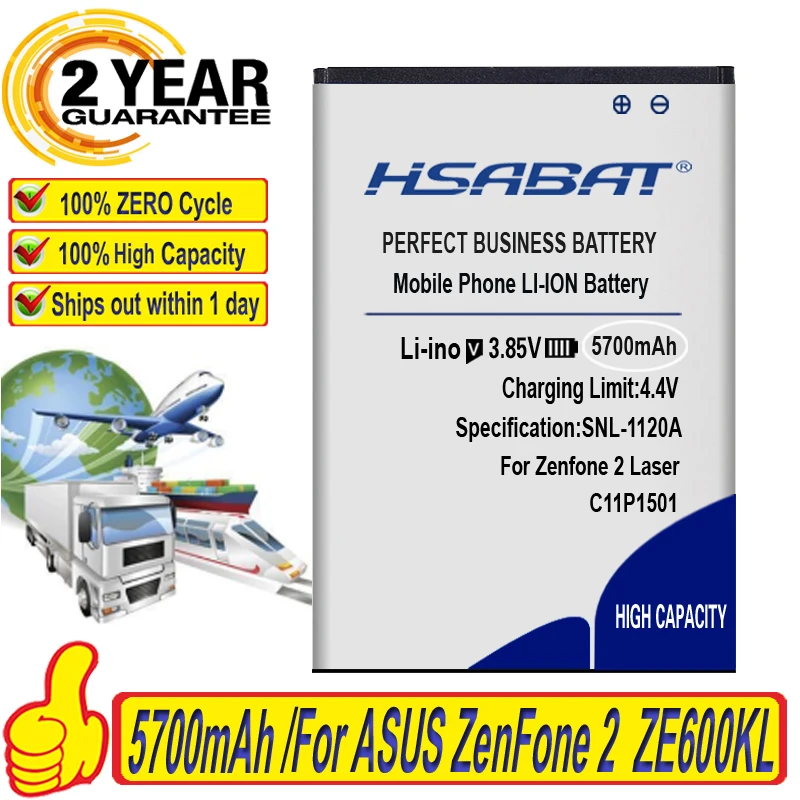 Аккумулятор HSABAT C11P1501 5700 мАч для ASUS ZenFone 2 ZenFone2 Laser Selfie ZE601KL ZE551KL ZE550KL ZD551KL ZE600KL Z00LD Z011D |