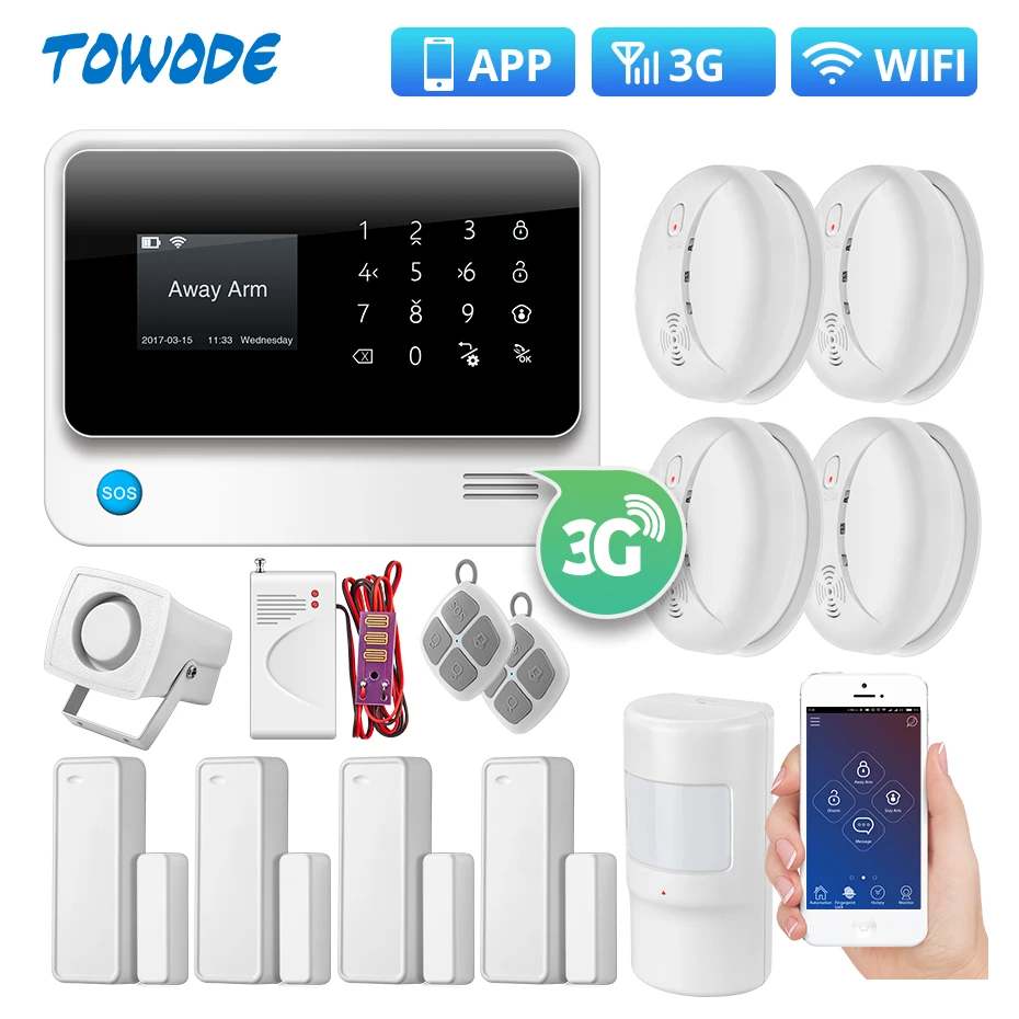 Towode WIFI 3G WCDMA GSM Wireless Home Security Alarm System Smoke Detector Water Sensor Language Switchable
Towode WIFI 3G WCDMA GSM Wireless Home Security Alarm System Smoke Detector Water Sensor Language Switchable