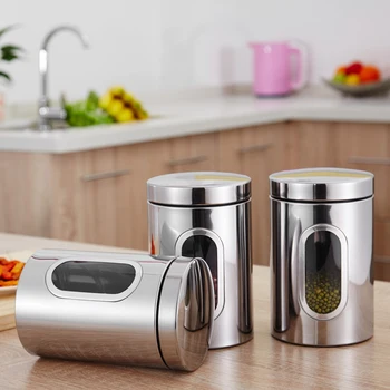 New 3pcs/set Kitchen Food Storage Tank with Lids Grain Storage Tank Container with Transparent View Window Stainless Storage Box
New 3pcs/set Kitchen Food Storage Tank with Lids Grain Storage Tank Container with Transparent View Window Stainless Storage Box