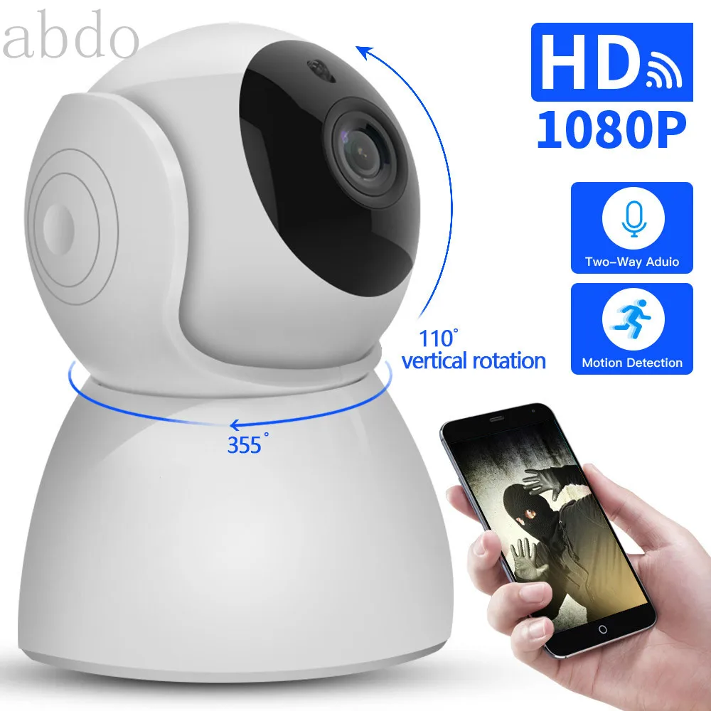 

IP Camera baby monitor 360 Degrees Pan Tilt Rotation cctv Wifi IP Camera 2Mp 1080P Full HD LAN Port IR Night Vision interior