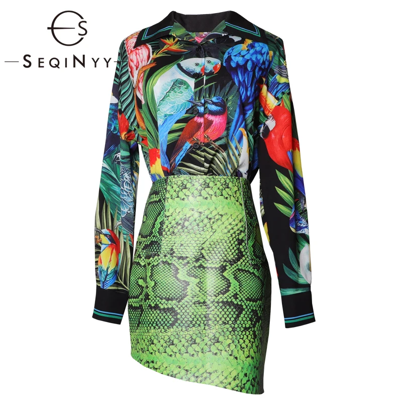 SEQINYY Green Set 2020 Summer Spring New Fashion Design Women Bird Leaf Print Blouse + Sheath Mini Skirt High Street Suit
SEQINYY Green Set 2020 Summer Spring New Fashion Design Women Bird Leaf Print Blouse + Sheath Mini Skirt High Street Suit