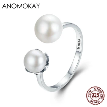 Anomokay Genuine 925 Sterling Silver Double Pearl Finger Ring 925 Silver Adjustable Women Ring Luxury Jewelry Gift
Anomokay Genuine 925 Sterling Silver Double Pearl Finger Ring 925 Silver Adjustable Women Ring Luxury Jewelry Gift