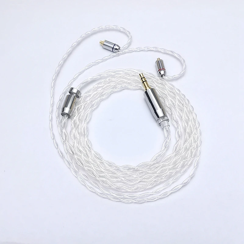 

XINHS 4 Core Pure Silver Earphone Upgrade Cable Balanced Wire 2.5/3.5/4.4MM Plug With MMCX/2PIN/QDC/TFZ for TIN Headsets