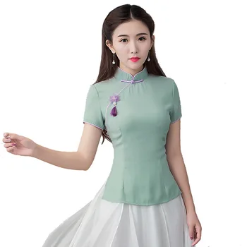 блузка Temperament Elegant Shirt Mother Wedding Shirt Chinese Traditional Mandarin Collar Tang Top Summer Short Sleeve Blouse
блузка Temperament Elegant Shirt Mother Wedding Shirt Chinese Traditional Mandarin Collar Tang Top Summer Short Sleeve Blouse