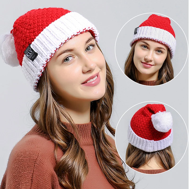Christmas Santa Hats Color Block Knitted Cap With Fleece Festival Party Costume Beanies Warm Pompom Hat For Kid Adult For Party 
Christmas Santa Hats Color Block Knitted Cap With Fleece Festival Party Costume Beanies Warm Pompom Hat For Kid Adult For Party