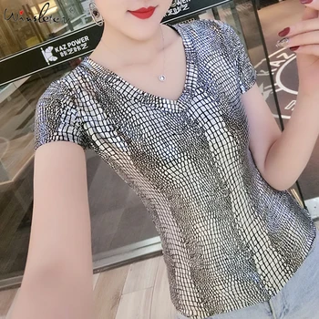 Summer European Clothes T-shirt Snakeskin Sequins Gilding Women Tops Ropa Mujer Shirt Short Sleeve Bottoming Shirt Tees T06330
Summer European Clothes T-shirt Snakeskin Sequins Gilding Women Tops Ropa Mujer Shirt Short Sleeve Bottoming Shirt Tees T06330