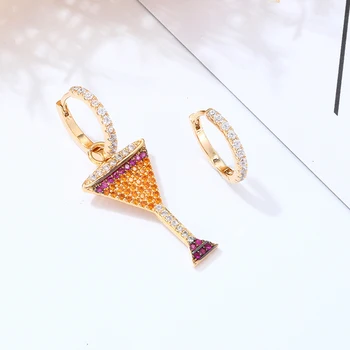 Colorful Cubic Zircon Wine bowl Hoop Earrings For Women Gold wineglass Asymmetry Earrings Fashion Jewelry Party Wedding Brincos
Colorful Cubic Zircon Wine bowl Hoop Earrings For Women Gold wineglass Asymmetry Earrings Fashion Jewelry Party Wedding Brincos