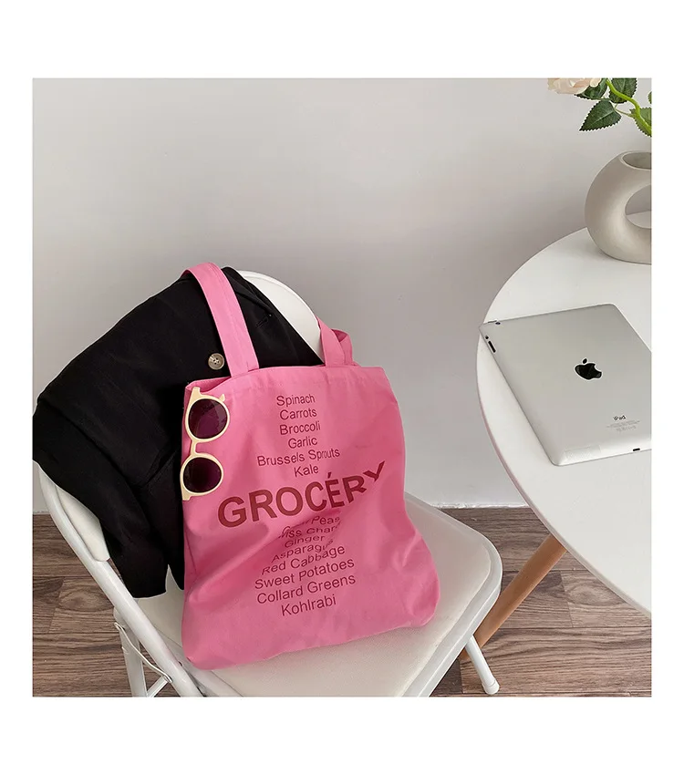 Cute Grocery List Design Canvas Tote Bag - Eco-Friendly Shopping Companion 11 H9d670adce0db49e99a481b5e2f35c5e31