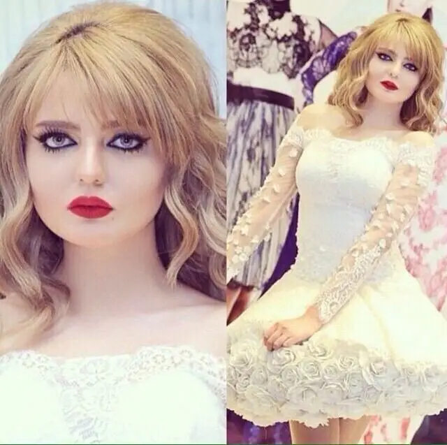 2015 Arabian Fashion Off the Shoulder Appliqued Long Sleeve Prom Dresses Floral Mini Length 
2015 Arabian Fashion Off the Shoulder Appliqued Long Sleeve Prom Dresses Floral Mini Length