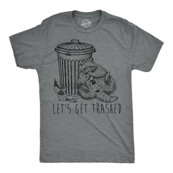 Mens Lets Get Trashed Tshirt Funny Racoon Garbage Can Drinking Tee For Guys 
Mens Lets Get Trashed Tshirt Funny Racoon Garbage Can Drinking Tee For Guys