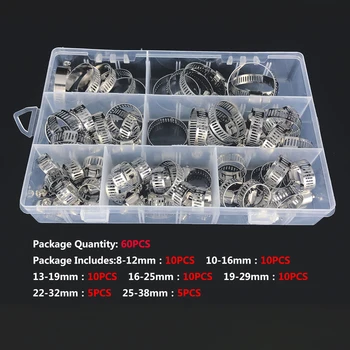60pcs Stainless Steel American Hose Clamp, Hose Clamp, Pipe Clamp Clamp Set Easy To Store And Carry 
60pcs Stainless Steel American Hose Clamp, Hose Clamp, Pipe Clamp Clamp Set Easy To Store And Carry