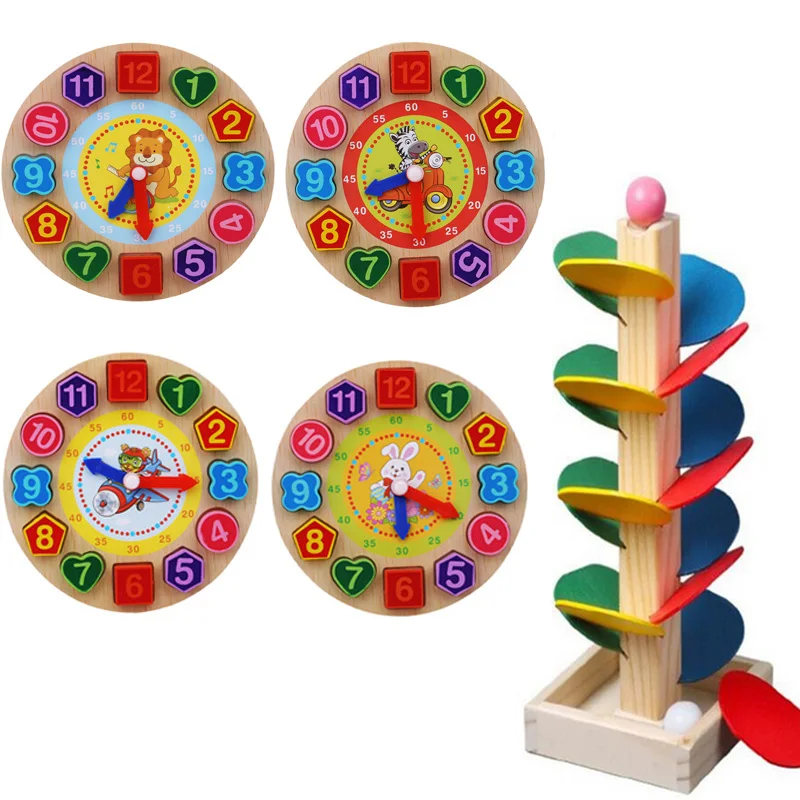 Фото Игрушки Танграм деревянная головоломка для детей когнитивные цифровые часы