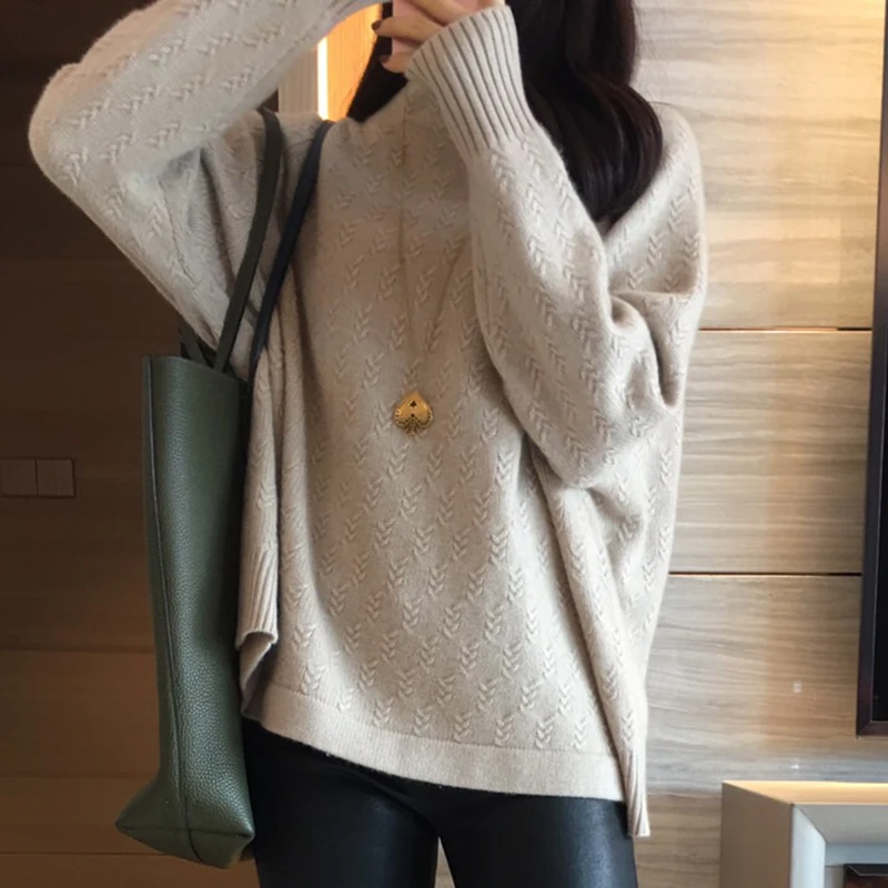 Hot Sale Loose Women Sweater 100% Cashmere and Wool Knitted Jumpers Turtleneck 2Colors Pullovers Ladies Clothes
Hot Sale Loose Women Sweater 100% Cashmere and Wool Knitted Jumpers Turtleneck 2Colors Pullovers Ladies Clothes
