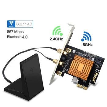 

Dual Band 1200Mbps Wireless AC1200 For Intel 802.11ac Desktop PCI-E Wifi Adapter Bluetooth4.0 2.4G/5Ghz WiFi Card for Desktop PC