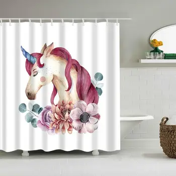 Waterproof Thicken White Shower Curtain Unicorn with Flowers Mildew Proof Bath Tub Shower Curtain with 12 pcs Hooks 
Waterproof Thicken White Shower Curtain Unicorn with Flowers Mildew Proof Bath Tub Shower Curtain with 12 pcs Hooks
