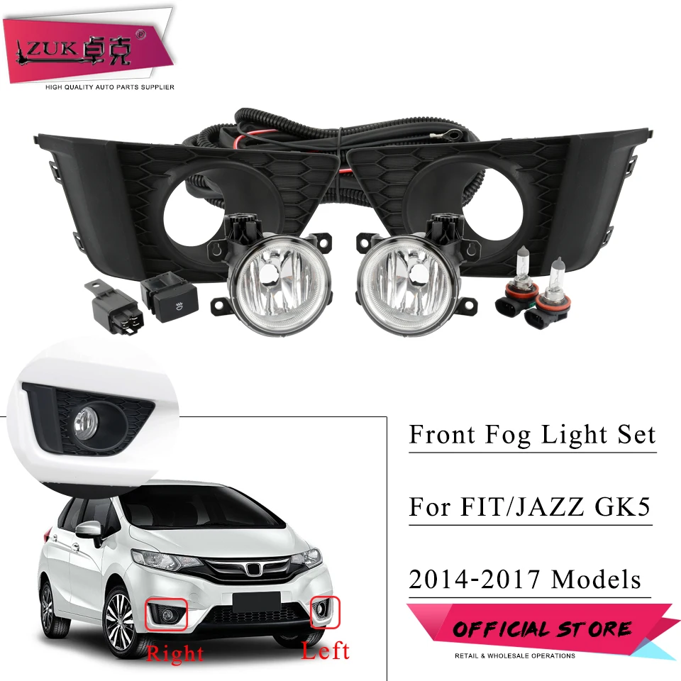 ZUK For Jazz / Fit GK5 2014-2017 Asia Version Upgrade Front Fog Lamp Set With Wire Kit Switch Halogen Blub Cover For Honda
ZUK For Jazz / Fit GK5 2014-2017 Asia Version Upgrade Front Fog Lamp Set With Wire Kit Switch Halogen Blub Cover For Honda