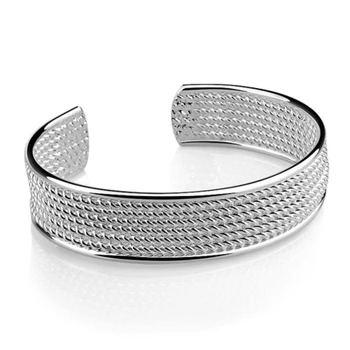 Bohemia design fashion women 925 sterling silver bracelet Personalities mesh wide silver love bangle lady jewelry accessories 
Bohemia design fashion women 925 sterling silver bracelet Personalities mesh wide silver love bangle lady jewelry accessories