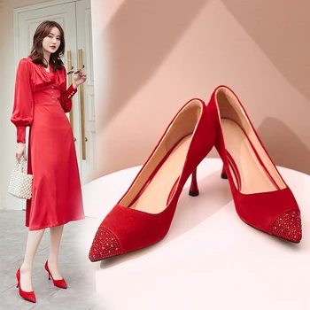 INS women pumps Natural leather 22-26cm ladies shoes Internet celebrity single shoes Suede pumps with diamonds 7cm heel high
INS women pumps Natural leather 22-26cm ladies shoes Internet celebrity single shoes Suede pumps with diamonds 7cm heel high