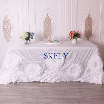 CL052U Unique custom made luxurious hand made flower fancy wedding rectangle white rosette table cloth 
CL052U Unique custom made luxurious hand made flower fancy wedding rectangle white rosette table cloth