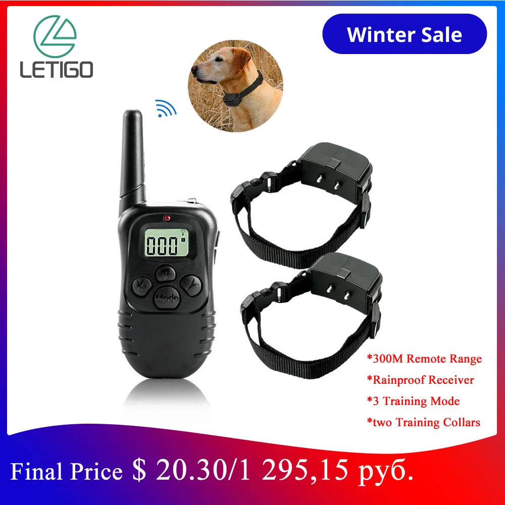 300m Electric Dog Training Collar Pet Remote Control with LCD Remote for All Size Shock Vibration Sound Two Pet Collars
300m Electric Dog Training Collar Pet Remote Control with LCD Remote for All Size Shock Vibration Sound Two Pet Collars