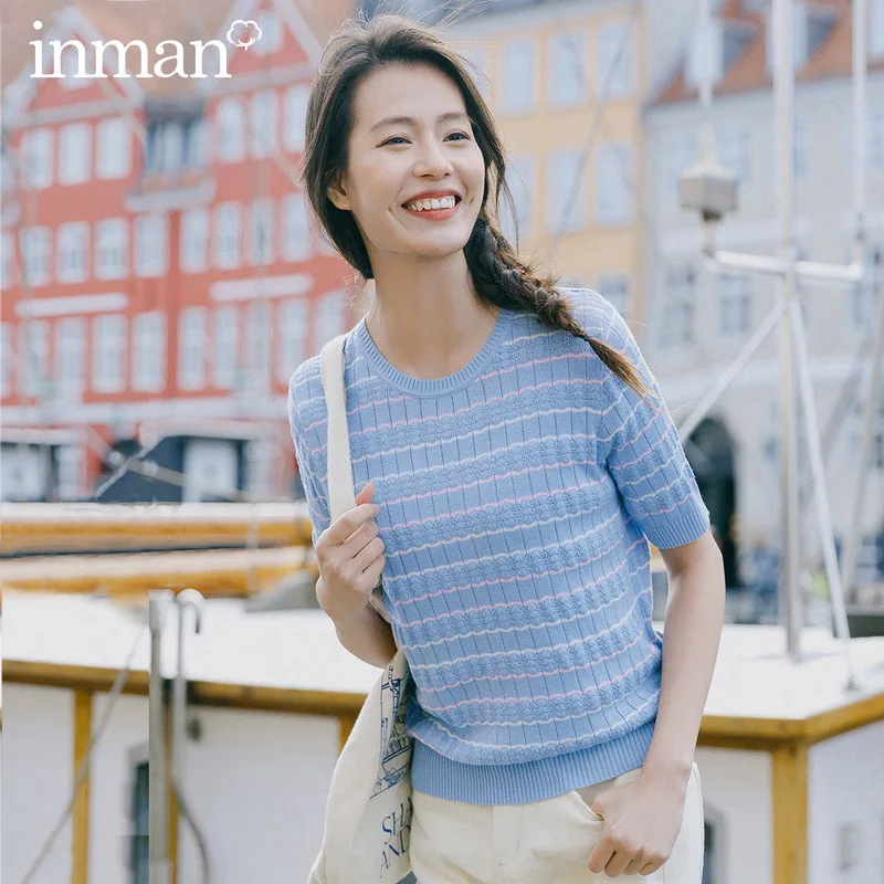 INMAN 2020 Spring New Arrival Literary Round Collar Colors Jacquard Weave Stripe Loose Pullover Short Sleeve Knitwear
INMAN 2020 Spring New Arrival Literary Round Collar Colors Jacquard Weave Stripe Loose Pullover Short Sleeve Knitwear