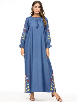 2018 Autumn Cotton linen Dress Women Fashion Abaya Muslim Kaftan islamic Embroidery Dubai abayas dresses Grey vestidos M-4XL
2018 Autumn Cotton linen Dress Women Fashion Abaya Muslim Kaftan islamic Embroidery Dubai abayas dresses Grey vestidos M-4XL