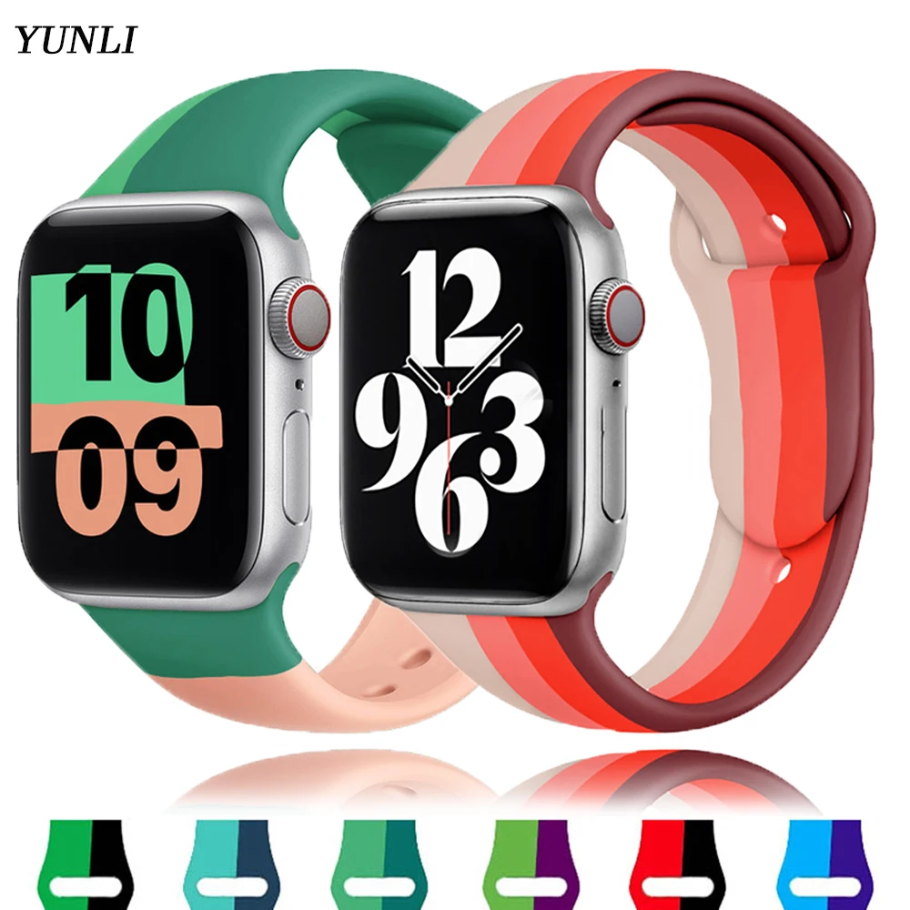 Ремешок силиконовый для Apple Watch Band 40 мм 44 2021 цветов iWatch 3/4/5/6/SE watch band 42 38 | Наручные