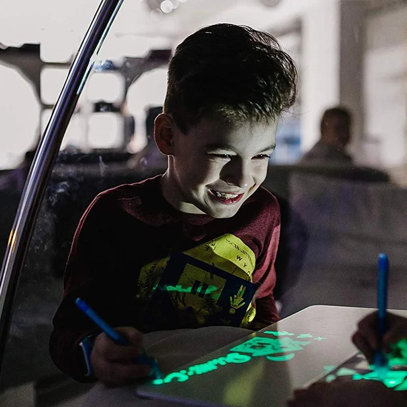 Draw with Light Fun Painted Writing Board ye guang ban Children Shining Magic Fluorescent Board 3D Drawing Board