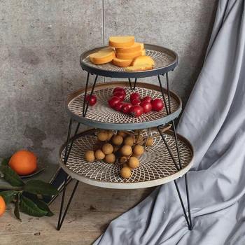 Retro industrial wrought iron tray rack three-piece desktop food tray dessert fruit storage tray desktop decoration WF11291006 
Retro industrial wrought iron tray rack three-piece desktop food tray dessert fruit storage tray desktop decoration WF11291006