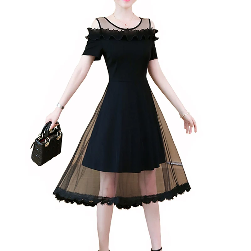 Black Summer Dress Plus Size Women Short Front Long Back Lace Trim Off Shoulder Mesh Party Dress Vestidos De Festa 3XL 4XL 5XL
Black Summer Dress Plus Size Women Short Front Long Back Lace Trim Off Shoulder Mesh Party Dress Vestidos De Festa 3XL 4XL 5XL