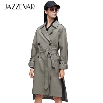 JAZZEVAR 2019 New arrival autumn trench coat women clothing with belt double breasted long trench coats wide-waisted loose 9005 
JAZZEVAR 2019 New arrival autumn trench coat women clothing with belt double breasted long trench coats wide-waisted loose 9005