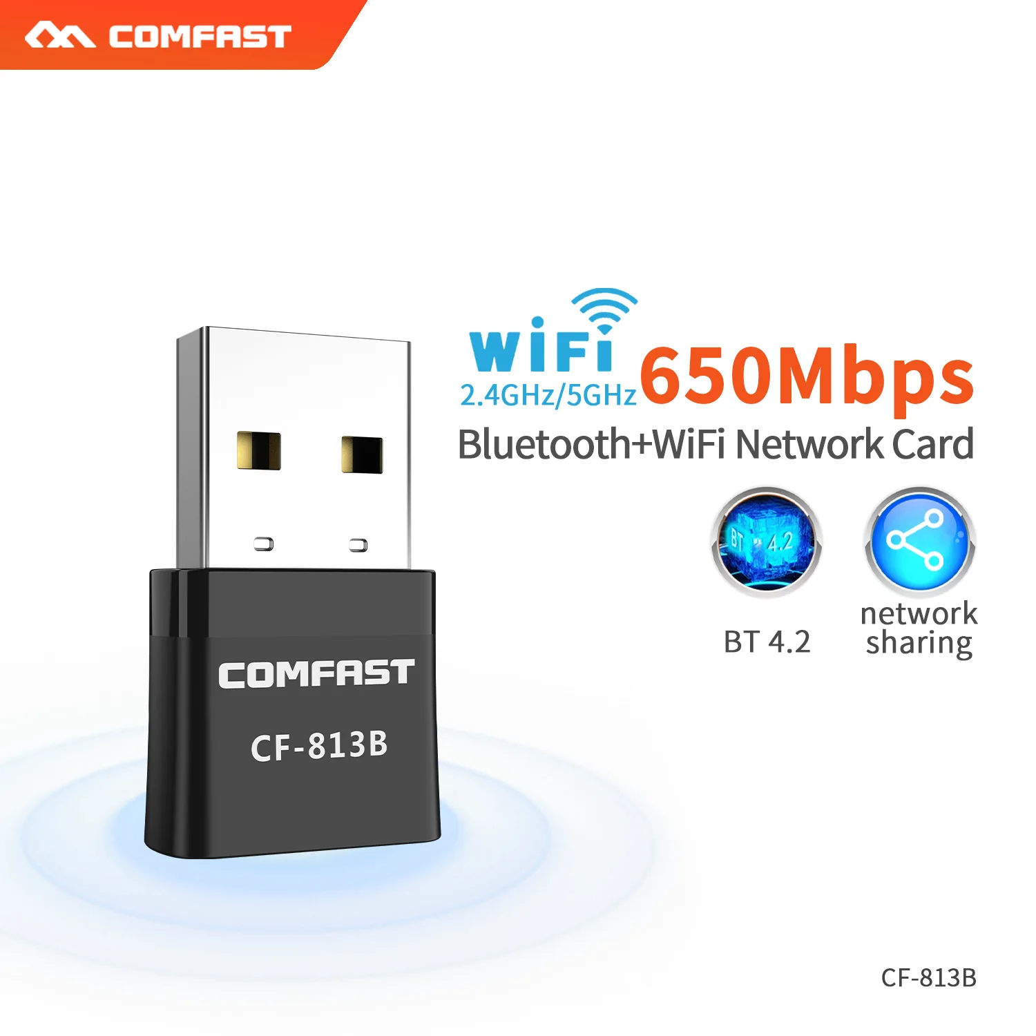 Фото USB Bluetooth WiFi адаптер 5 ГГц двухдиапазонный 650 Мбит/с AC беспроводной приемник Мини